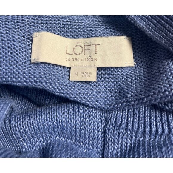 Loft purple/Blue 100% Linen Cardigan Sweater With Buttons & Pockets M womens - Picture 3 of 10